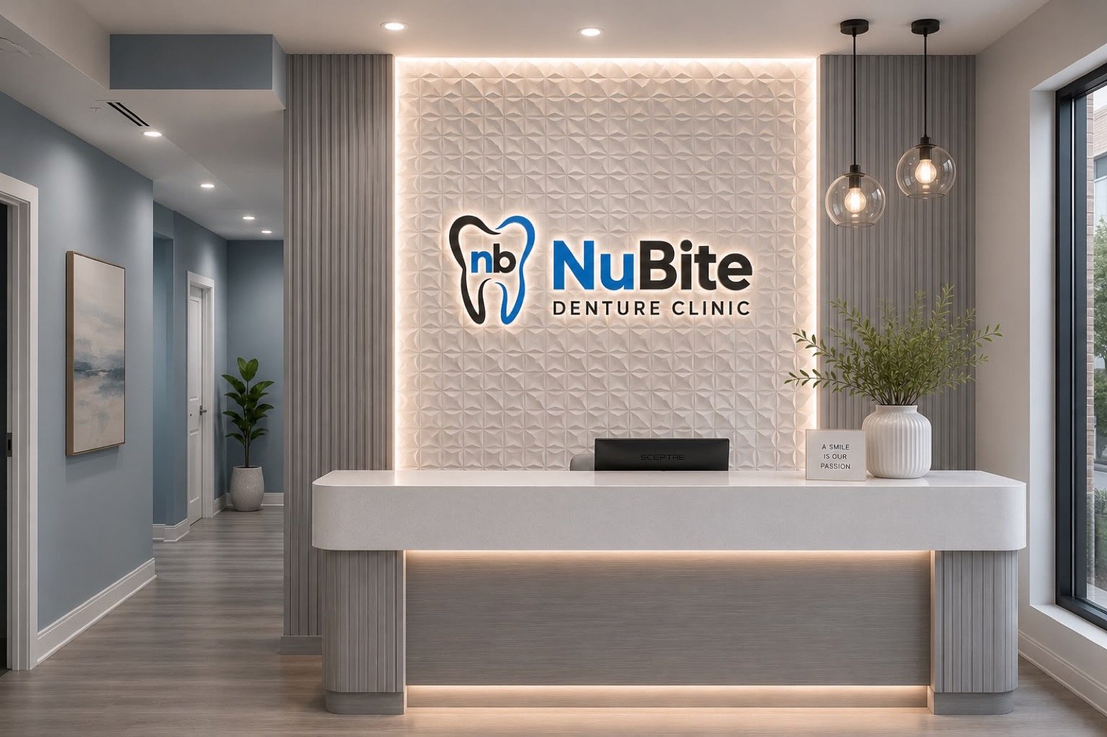 Reception area at NuBite Denture Clinic in Langley, BC